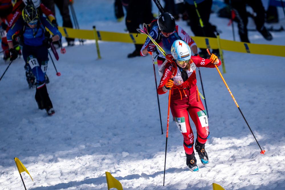 Marianne Fatton lors des Championnats du monde 2025 à Morgins, où elle a remporté la médaille d'or au sprint. (Photo: Keystone-ATS)
